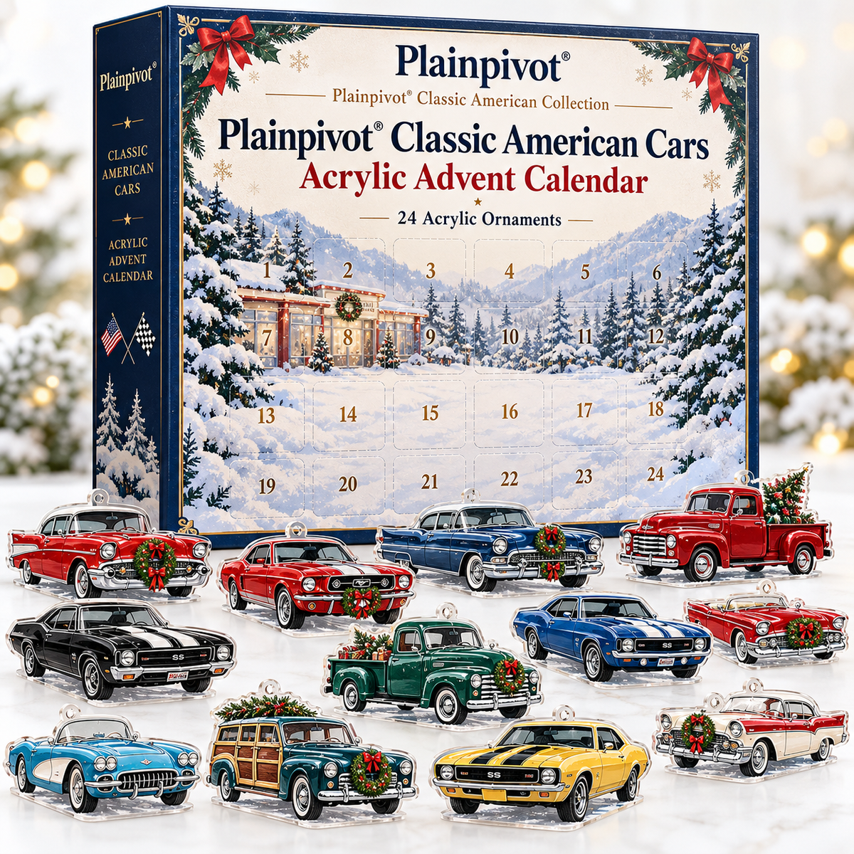 Plainpivot® Classic American Cars Acrylic Advent Calendar