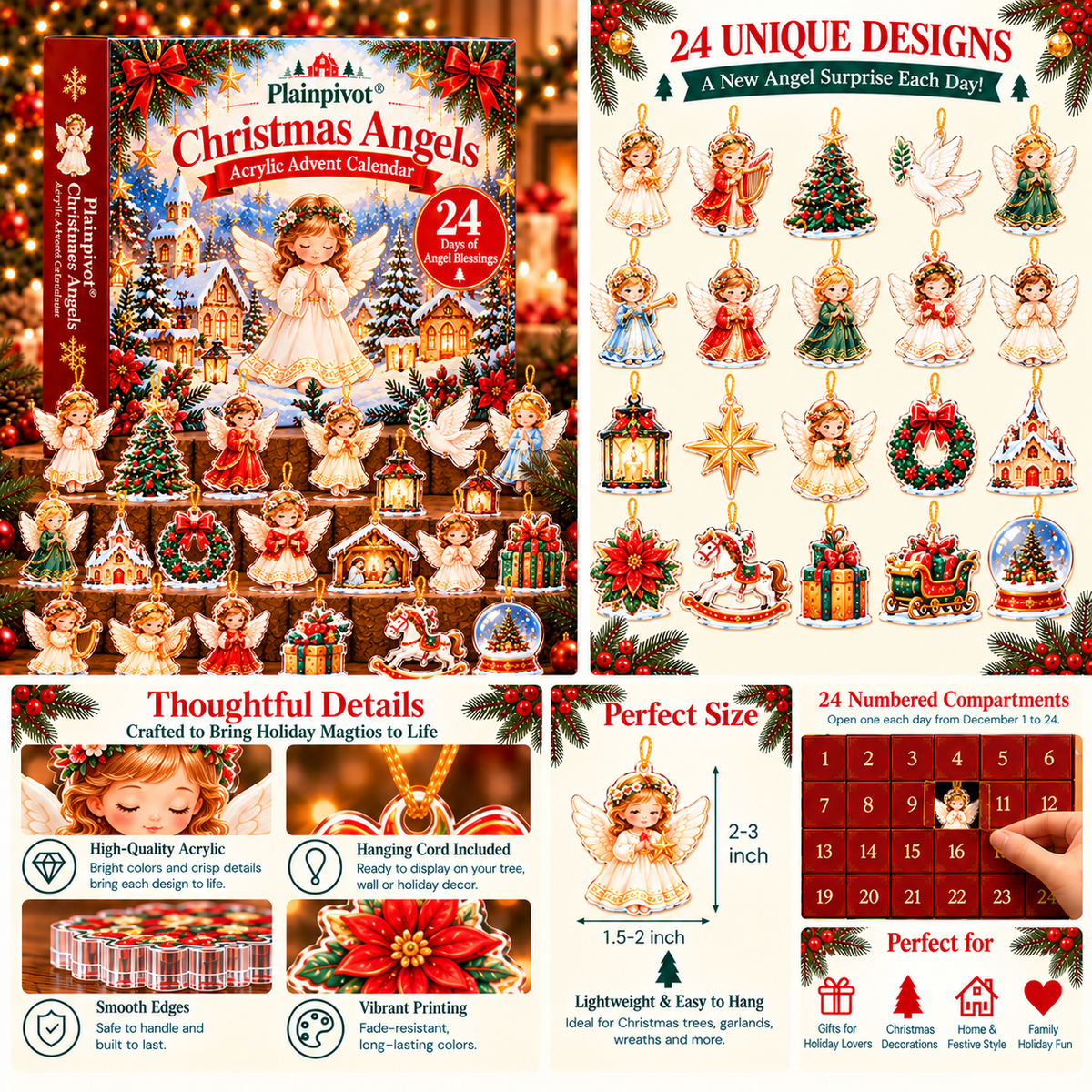 Plainpivot® Christmas Angels Acrylic Advent Calendar