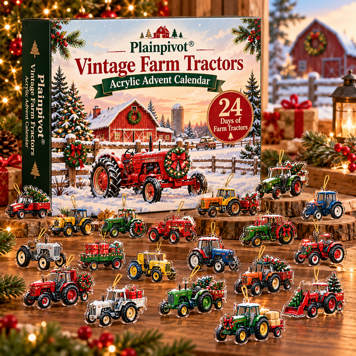 Plainpivot® Vintage Farm Tractors Acrylic Advent Calendar