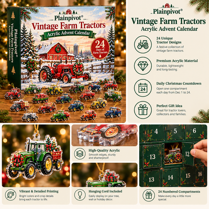 Plainpivot® Vintage Farm Tractors Acrylic Advent Calendar