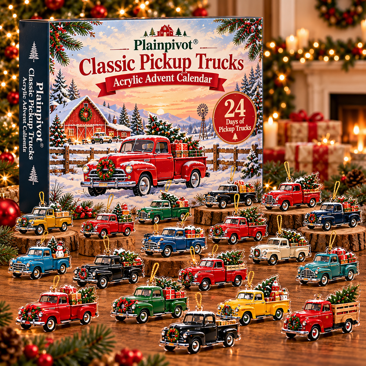 Plainpivot® Classic Pickup Trucks Acrylic Advent Calendar