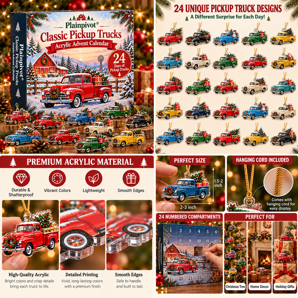 Plainpivot® Classic Pickup Trucks Acrylic Advent Calendar