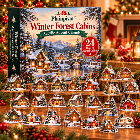 Plainpivot® Winter Forest Cabins Acrylic Advent Calendar