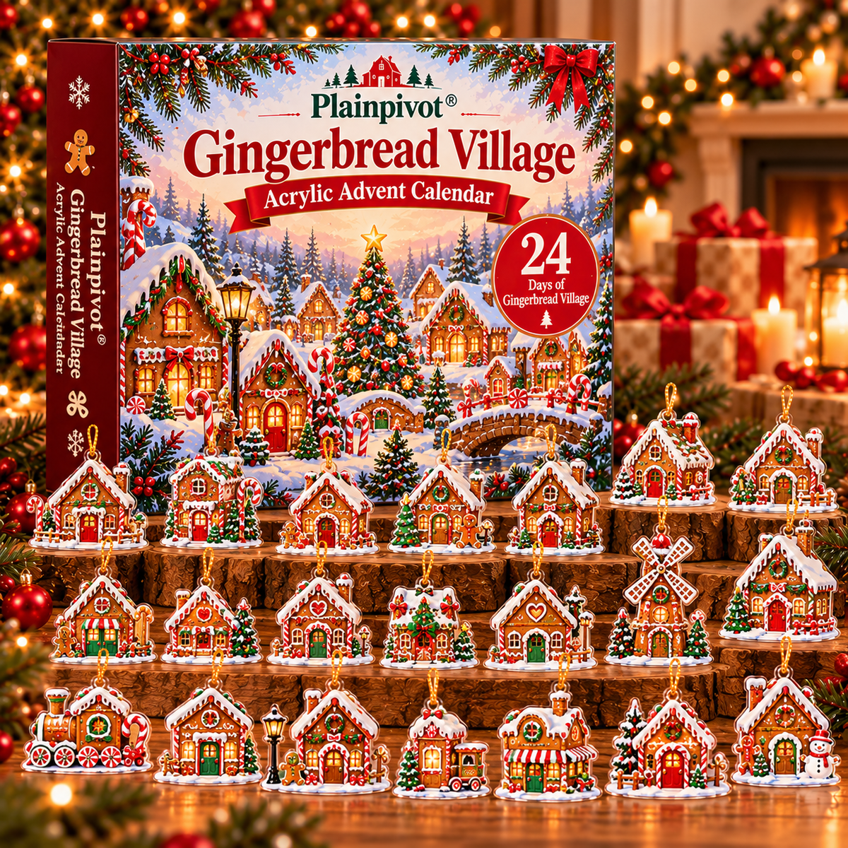 Plainpivot® Gingerbread Village Acrylic Advent Calendar