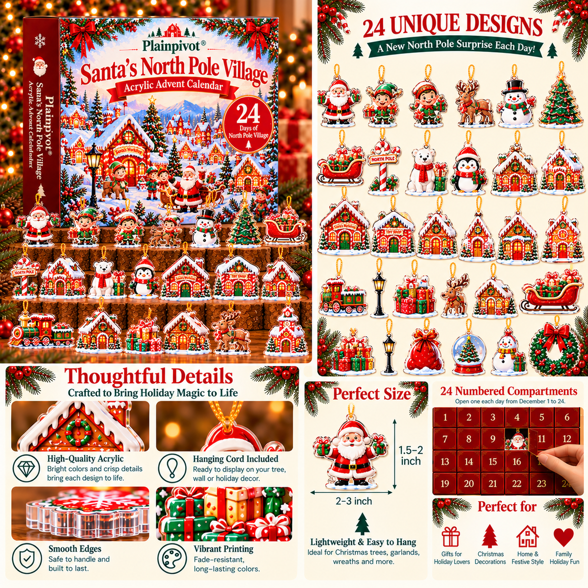 Plainpivot® Santa's North Pole Village Acrylic Advent Calendar