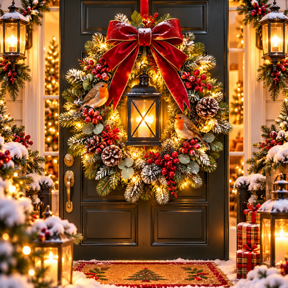 🎄 70% OFF Holiday Sale | A Robin Glow Light-Up Christmas Wreath ✨