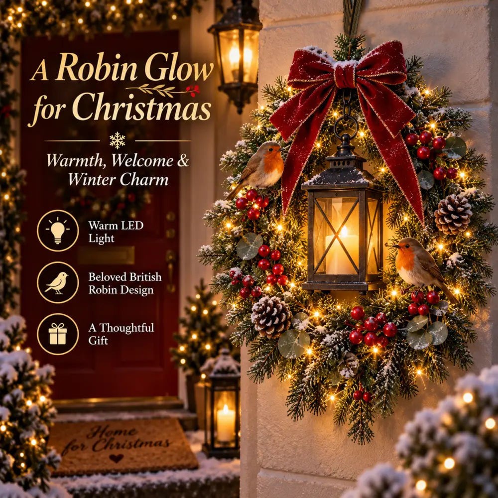 🎄 70% OFF Holiday Sale | A Robin Glow Light-Up Christmas Wreath ✨