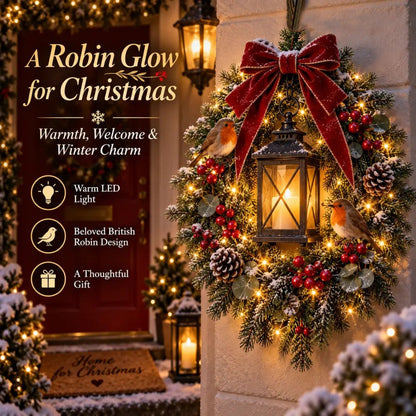 🎄 70% OFF Holiday Sale | A Robin Glow Light-Up Christmas Wreath ✨