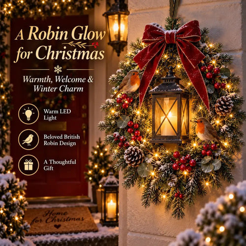 🎄 70% OFF Holiday Sale | A Robin Glow Light-Up Christmas Wreath ✨