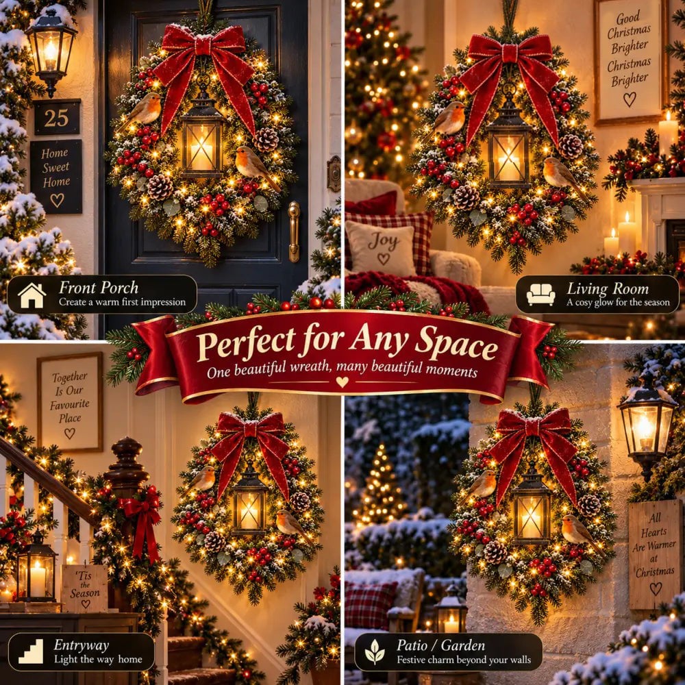 🎄 70% OFF Holiday Sale | A Robin Glow Light-Up Christmas Wreath ✨